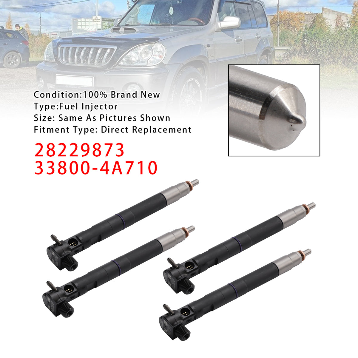 Hyundai KIA H1 2.5 CRDi Kia 28229873 33800-4A710 4PCS Common Rail Injector