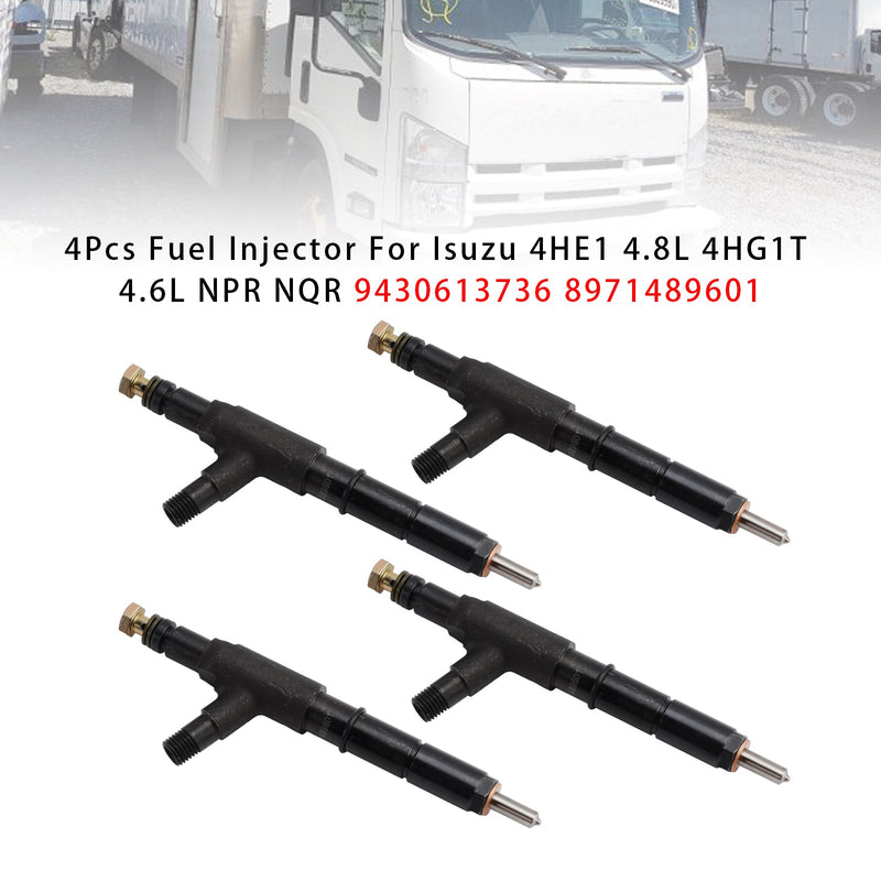 Isuzu 4HE1 4.8L 4HG1T 4.6L NPR NQR 9430613736 8971489601 4PCS Fuel Injector