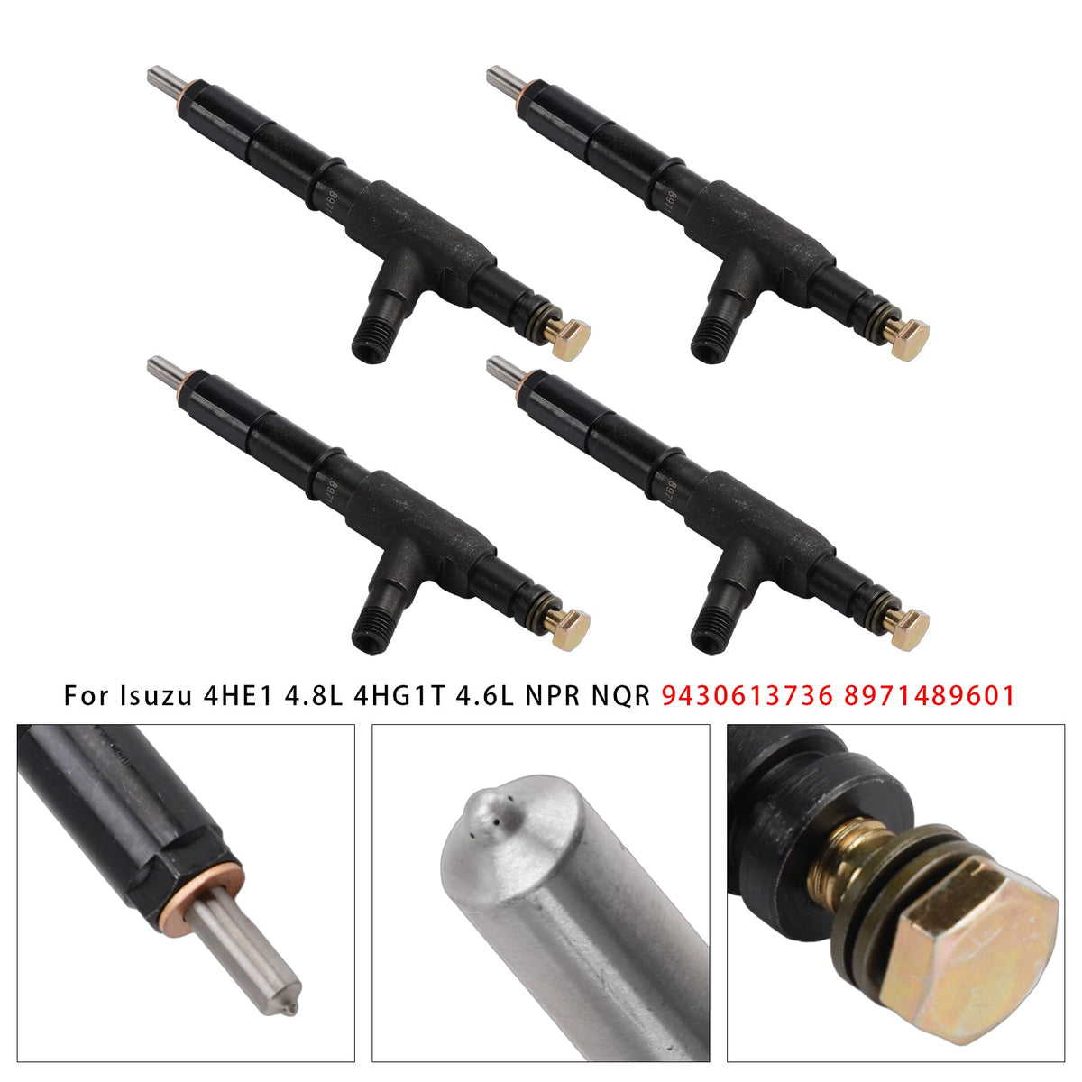 Isuzu 4HE1 4.8L 4HG1T 4.6L NPR NQR 9430613736 8971489601 4PCS Fuel Injector