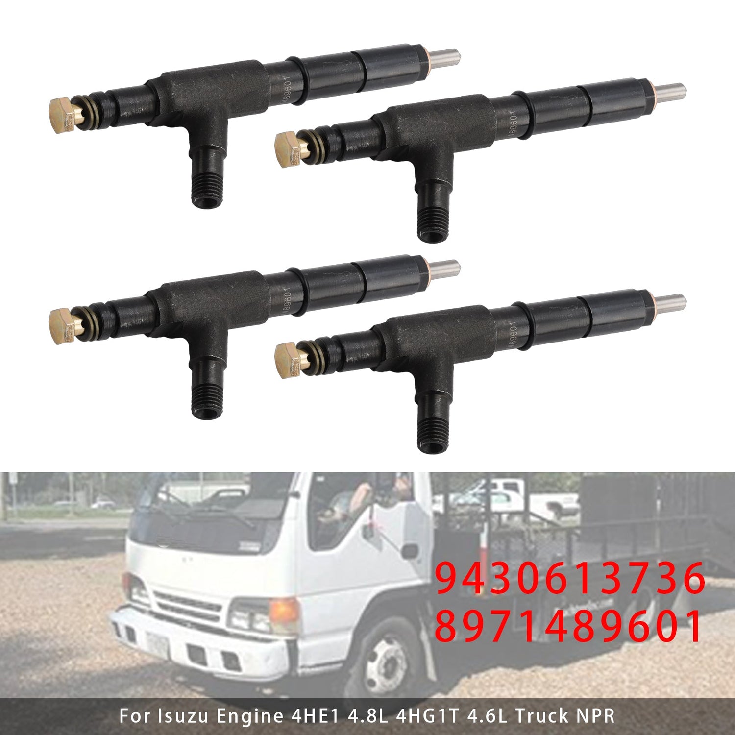 Isuzu 4HE1 4.8L 4HG1T 4.6L NPR NQR 9430613736 8971489601 4PCS Fuel Injector