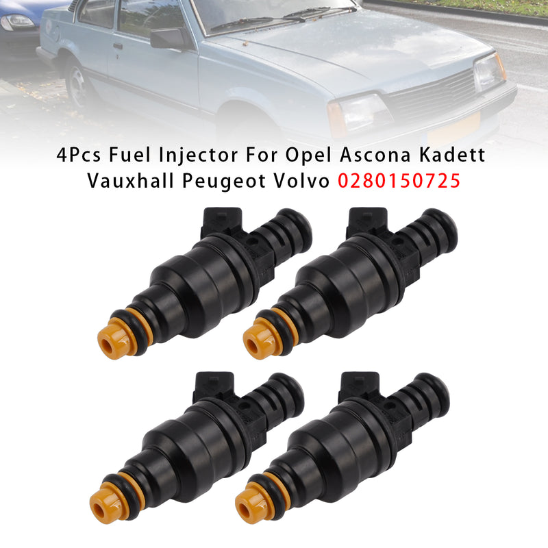 Opel Ascona Kadett Vauxhall Peugeot Volvo 0280150725 4PCS Fuel Injector
