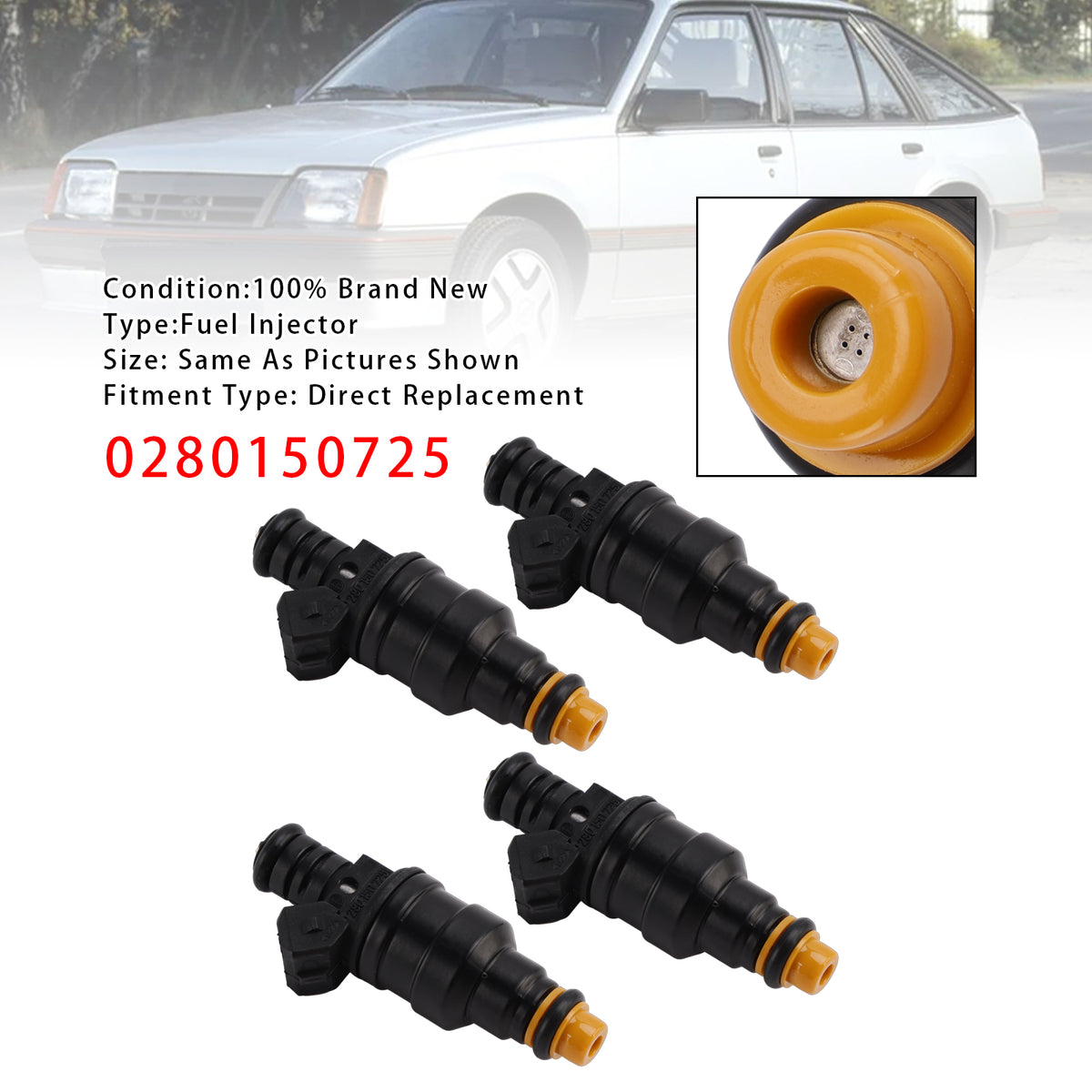 Opel Ascona Kadett Vauxhall Peugeot Volvo 0280150725 4PCS Fuel Injector