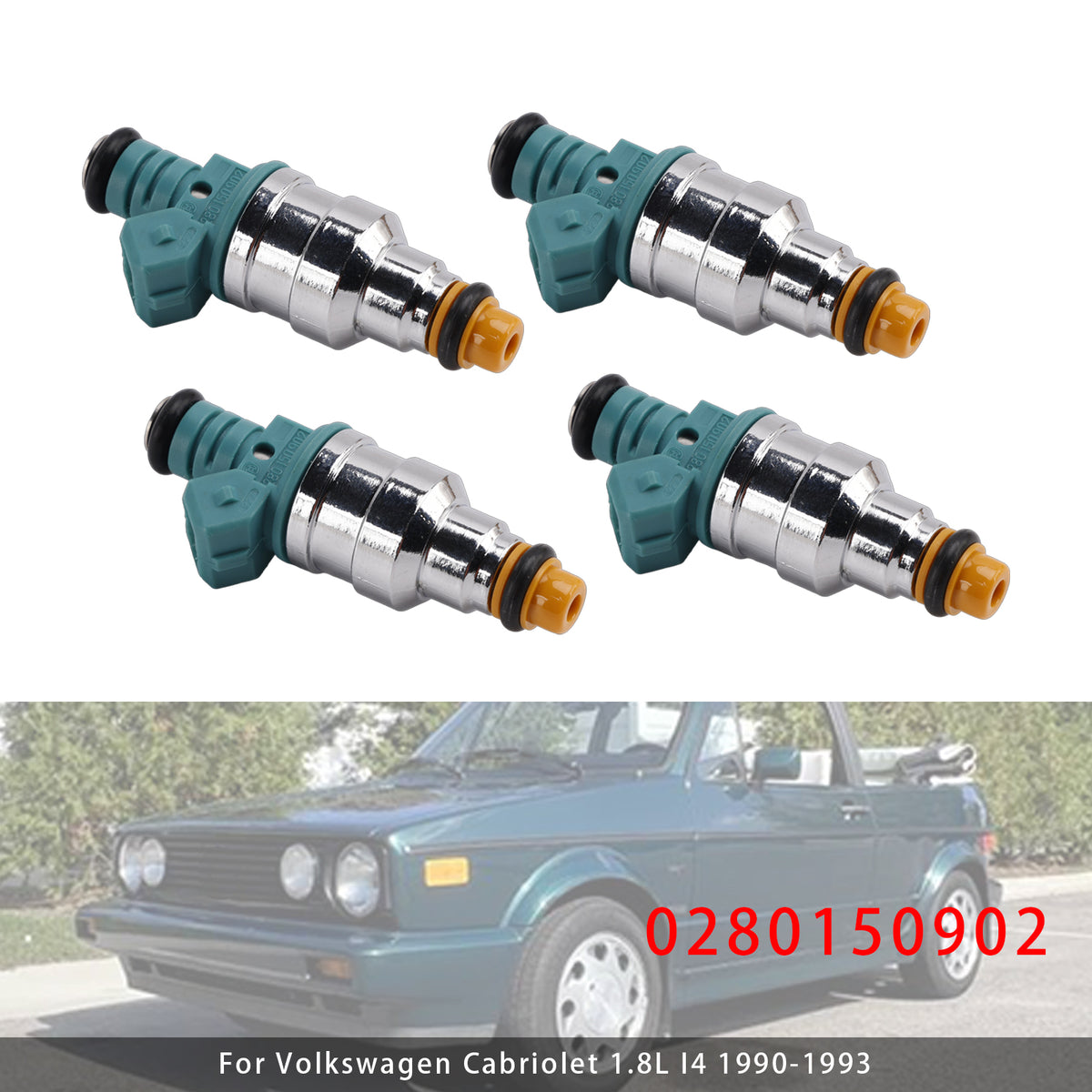 Volkswagen Golf Cabriolet Jetta Fox 1.8L I4 0280150902 4PCS Fuel Injector