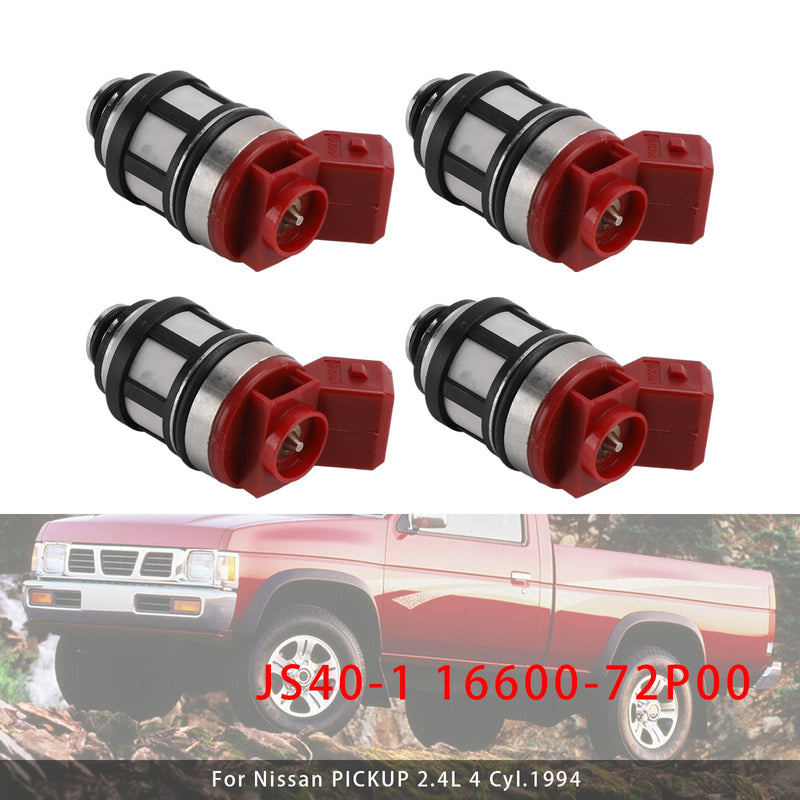 4Pcs JS40-1 16600-72P00 Fuel Injector For Nissan D21 XE Pickup 2.4L 93-95