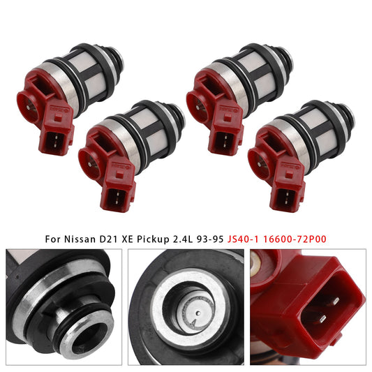 4Pcs JS40-1 16600-72P00 Fuel Injector For Nissan D21 XE Pickup 2.4L 93-95