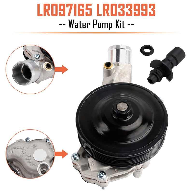 Water Pump Kit for Land Rover 3.0L 5.0L Gas 2010-2019 LR097165 LR033993