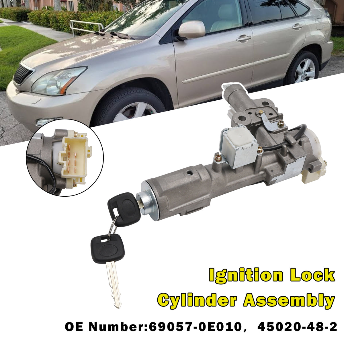 Lexus RX350 3.5L 2007-2009 Ignition Lock Cylinder Assembly 2 Keys 69057-0E010