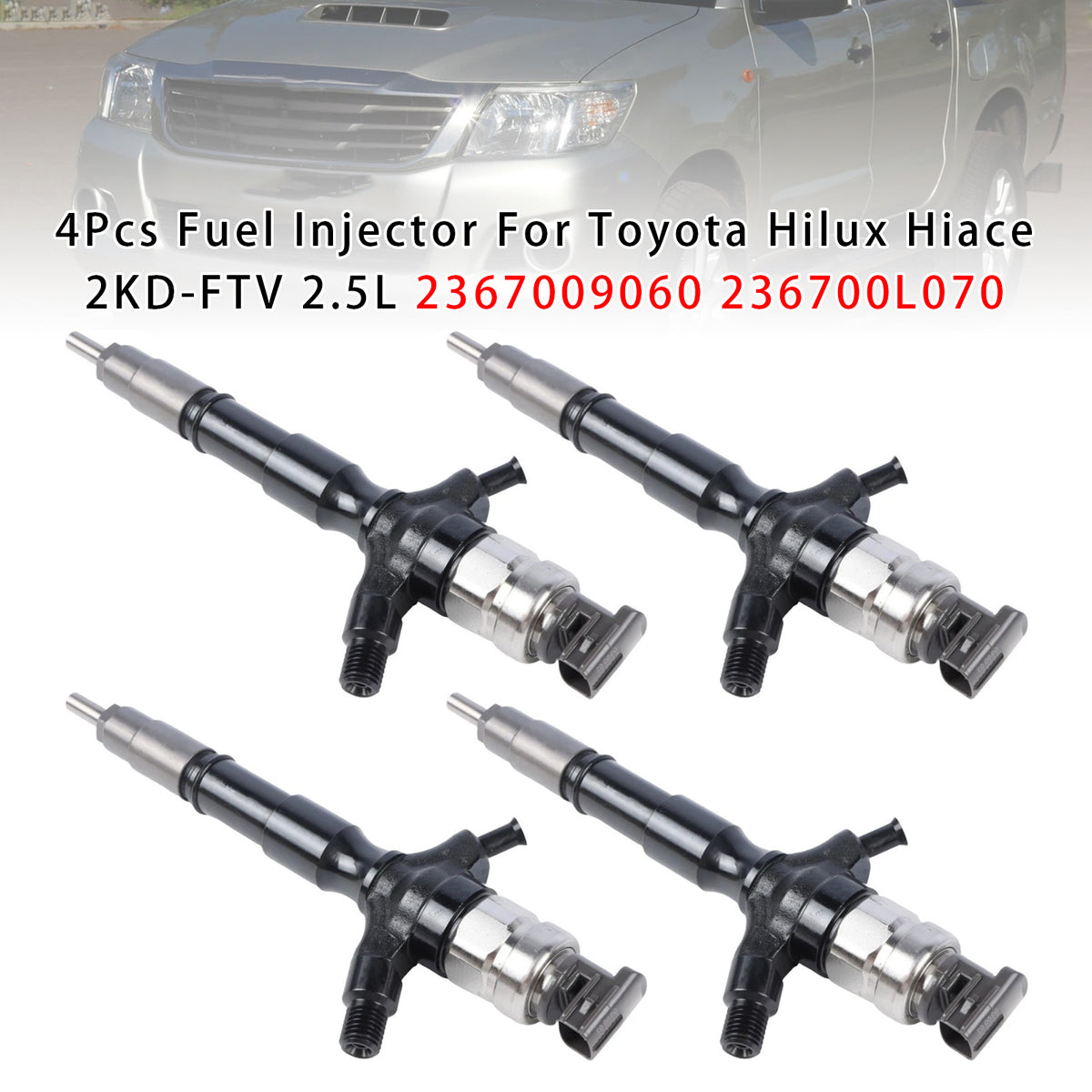 Toyota Hilux Hiace 2KD-FTV 2.5L 2367009060 236700L070 4PCS Fuel Injector