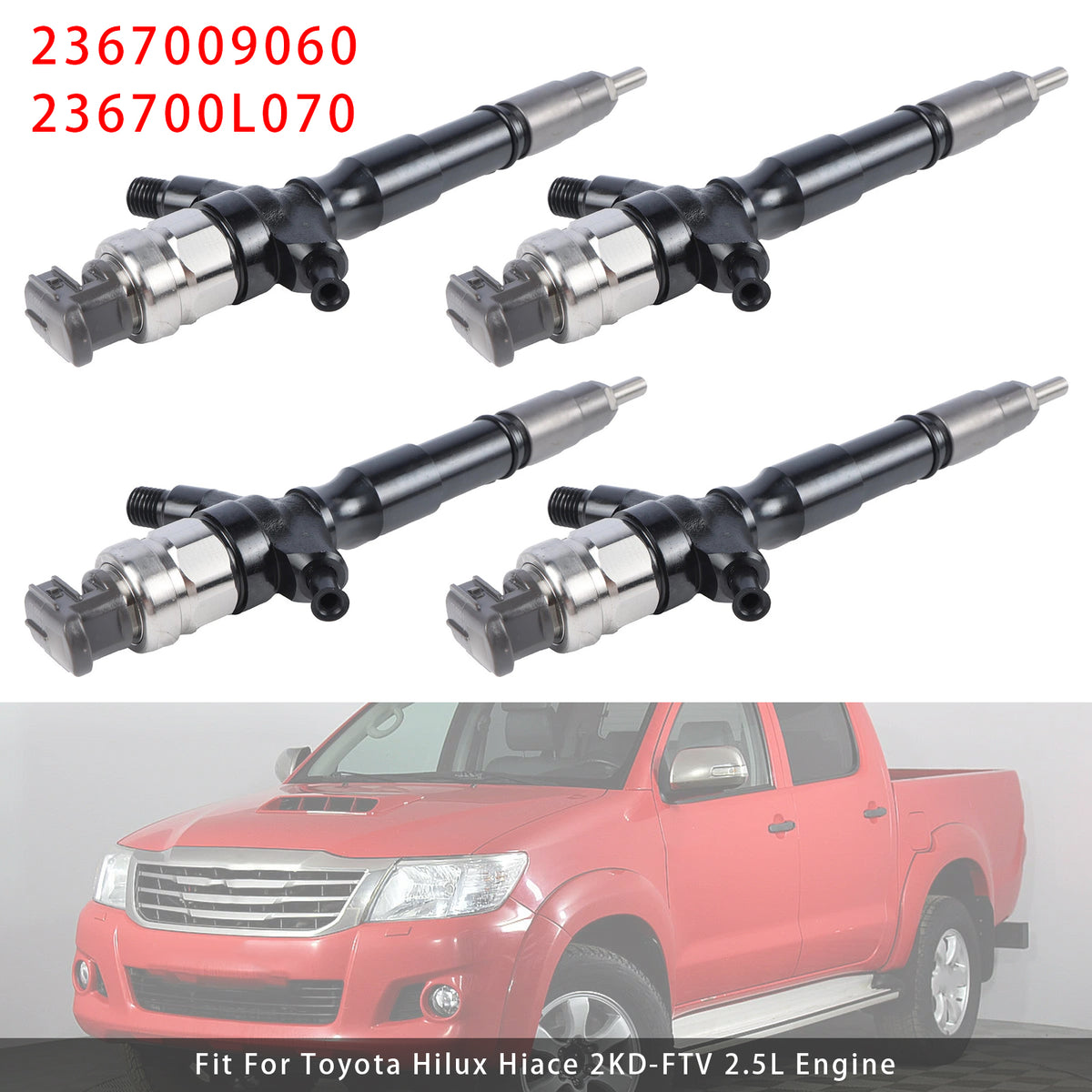 Toyota Hilux Hiace 2KD-FTV 2.5L 2367009060 236700L070 4PCS Fuel Injector