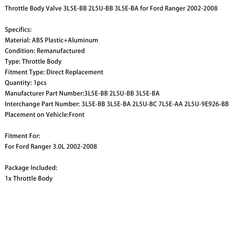 Throttle Body Valve 3L5E-BB 2L5U-BB 3L5E-BA for Ford Ranger 2002-2008
