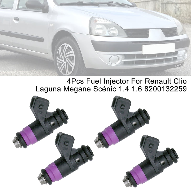 Renault Clio Laguna Megane Scénic 1.4 1.6 8200132259 4PCS Fuel Injector