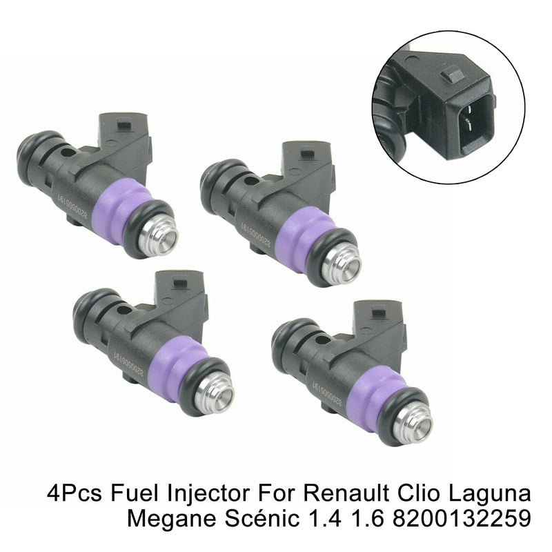 Renault Clio Laguna Megane Scénic 1.4 1.6 8200132259 4PCS Fuel Injector