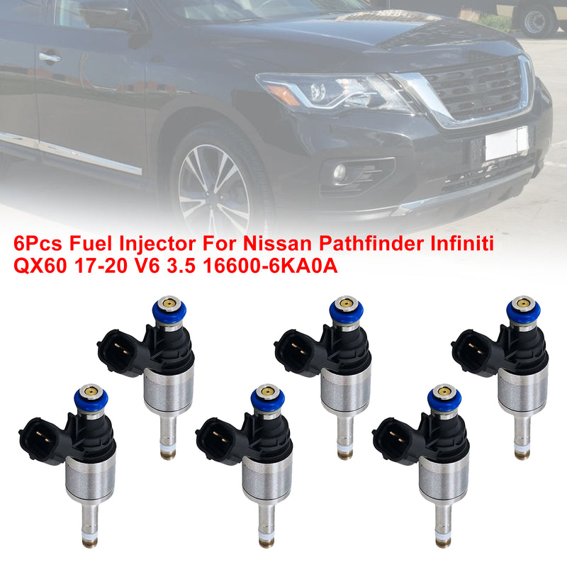 Nissan Pathfinder Infiniti QX60 2017-2020 V6 3.5 16600-6KA0A 6PCS Fuel Injector