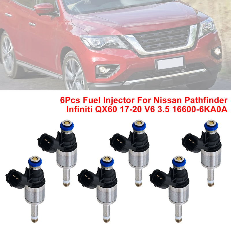Nissan Pathfinder Infiniti QX60 2017-2020 V6 3.5 16600-6KA0A 6PCS Fuel Injector