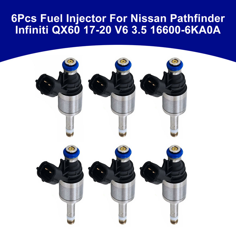 Nissan Pathfinder Infiniti QX60 2017-2020 V6 3.5 16600-6KA0A 6PCS Fuel Injector