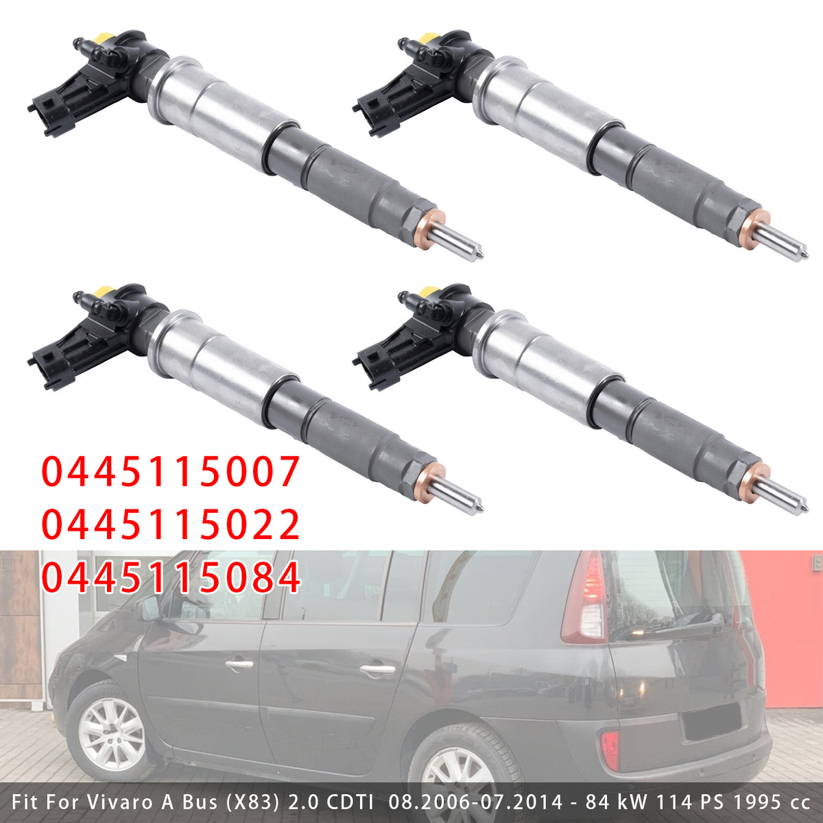 Renault Trafic Laguna Opel Vivaro 2.0 CDTI 0445115007 4PCS Fuel Injector