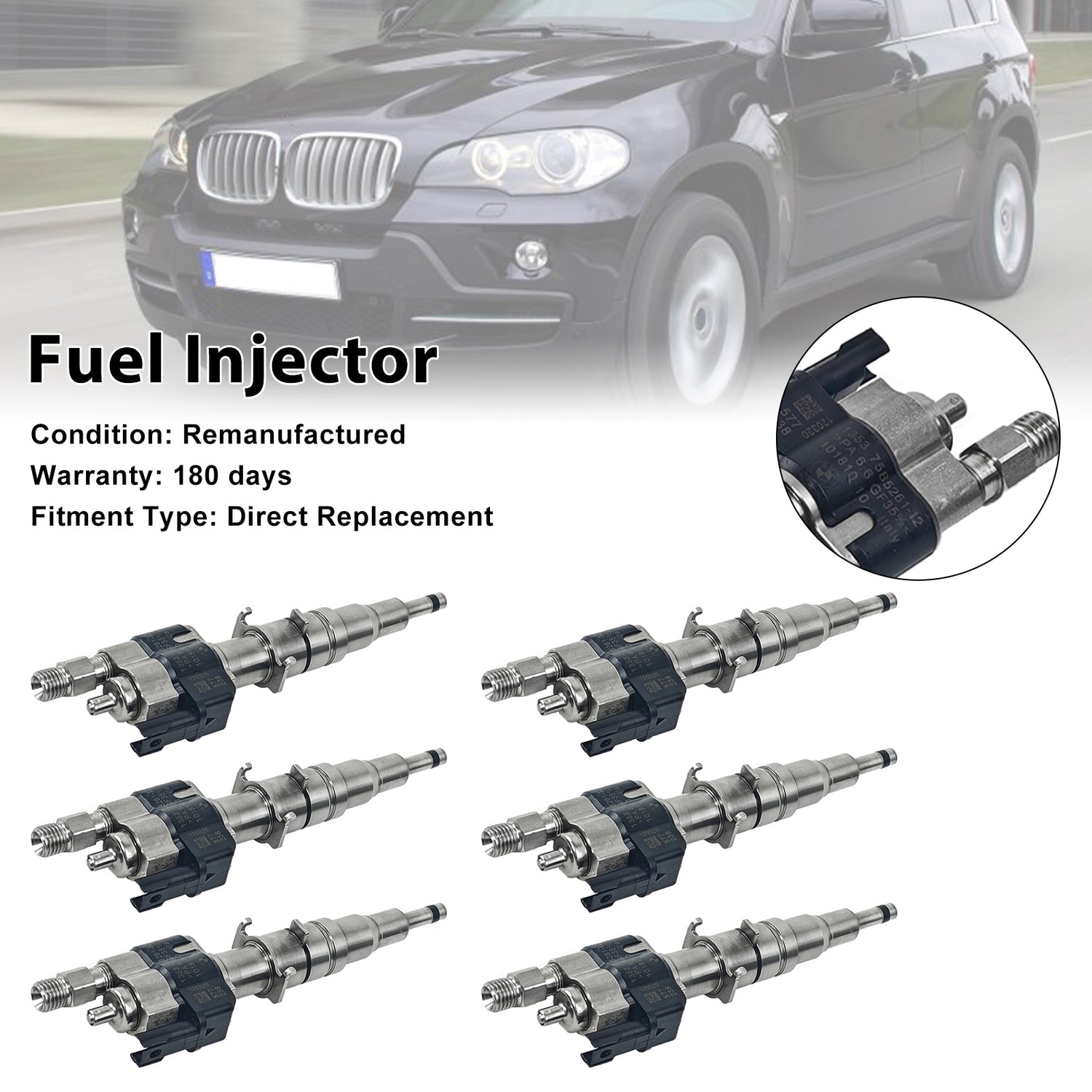 BMW N54 N63 335 535 550 750 X5 X6 6PCS Fuel Injector 13537585261-12