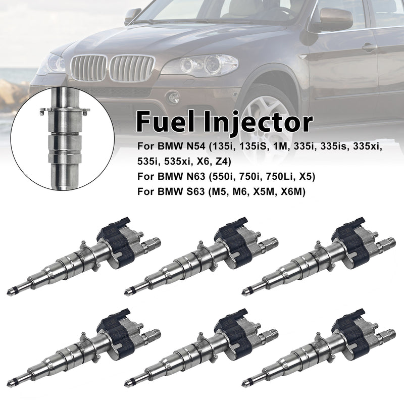 BMW N54 N63 335 535 550 750 X5 X6 6PCS Fuel Injector 13537585261-12
