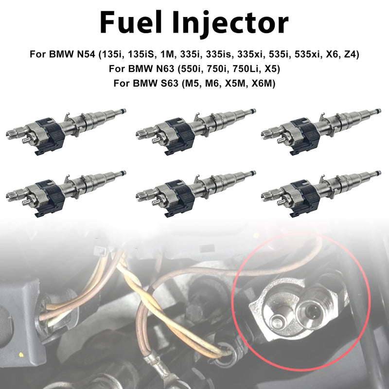 BMW N54 N63 335 535 550 750 X5 X6 6PCS Fuel Injector 13537585261-12