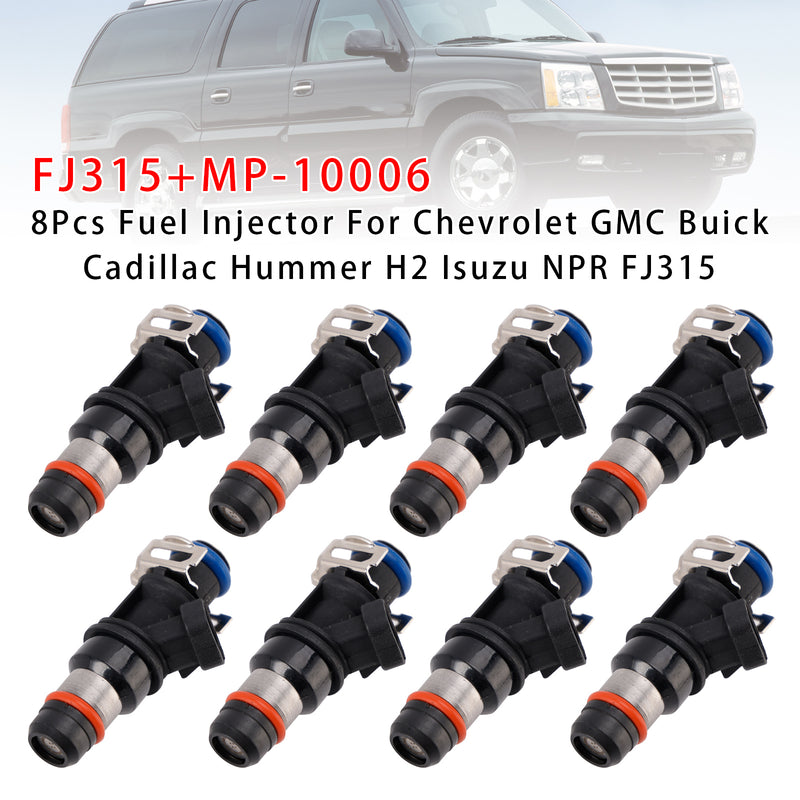 Chevrolet GMC Buick Cadillac Hummer H2 Isuzu NPR FJ315 8PCS Fuel Injector
