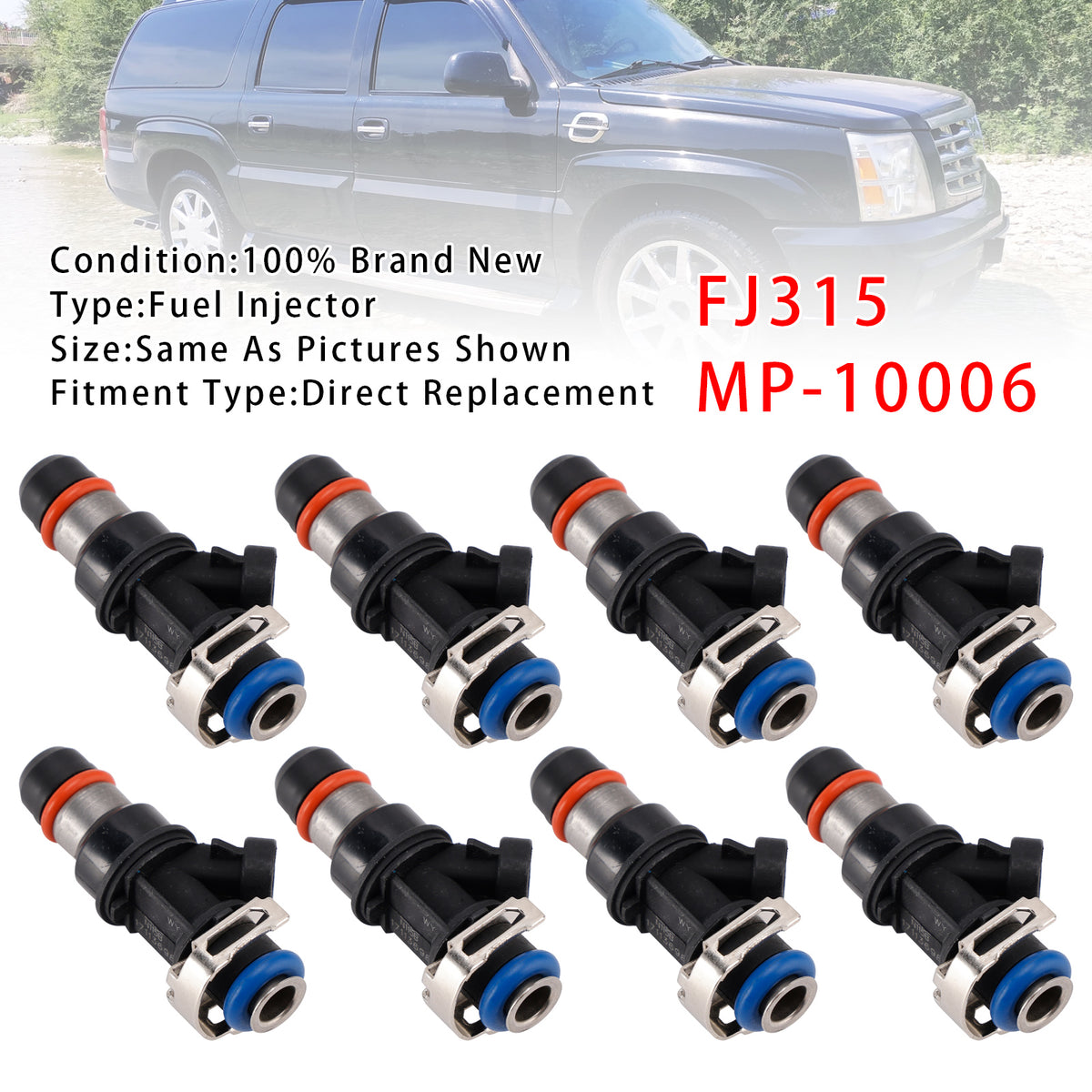 Chevrolet GMC Buick Cadillac Hummer H2 Isuzu NPR FJ315 8PCS Fuel Injector