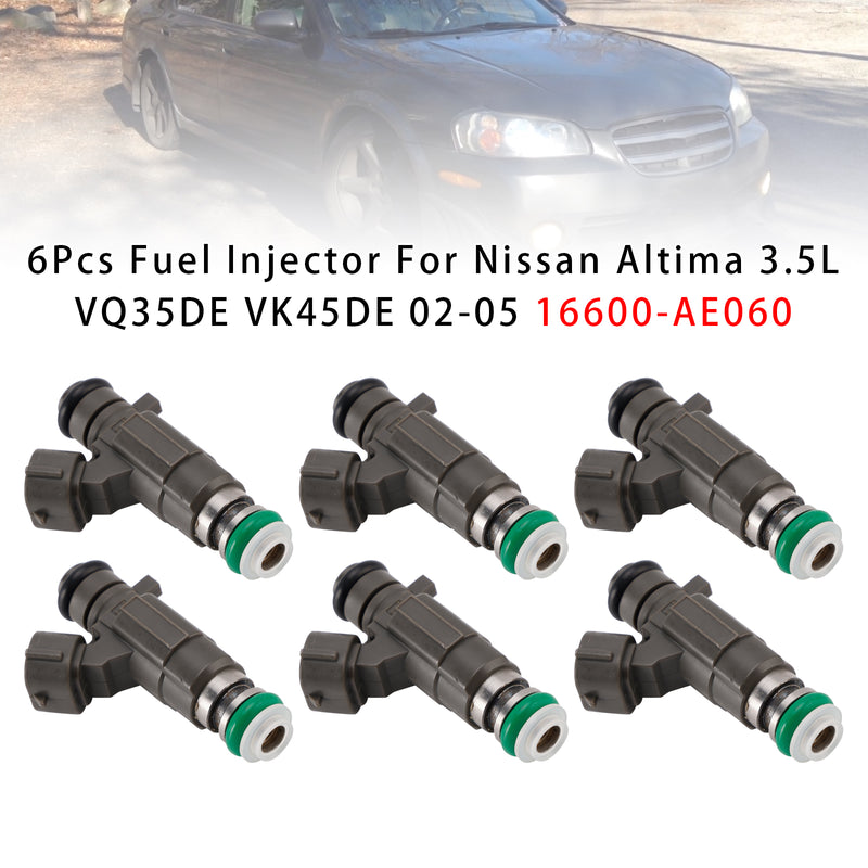 Nissan Altima 3.5L VQ35DE VK45DE 2002-2005 16600-AE060 6PCS Fuel Injector