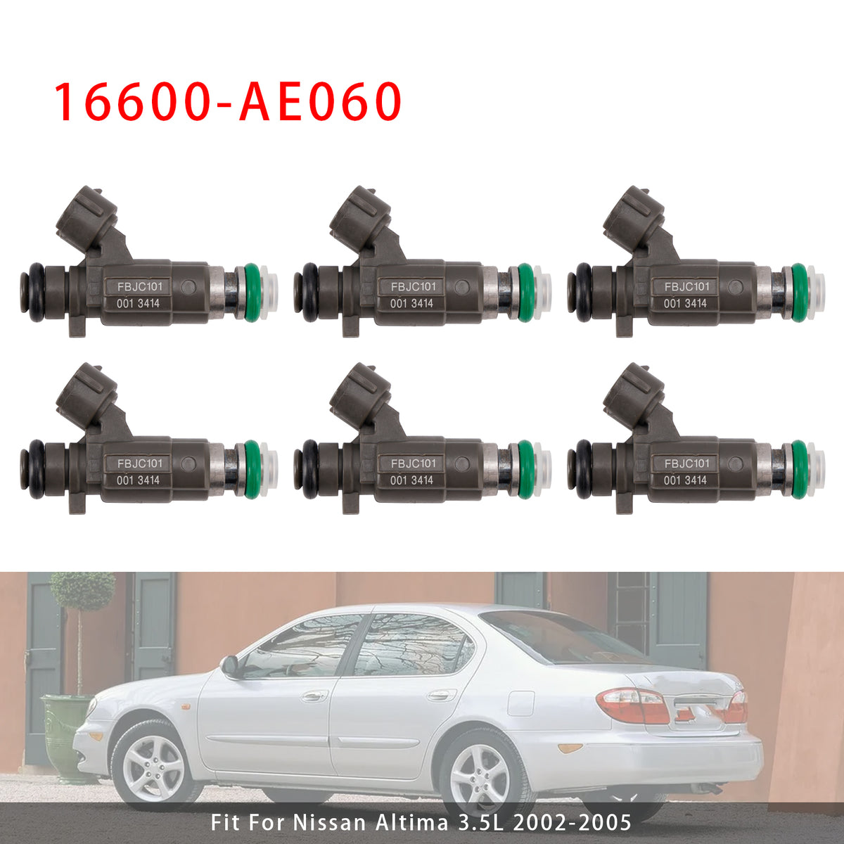 Nissan Altima 3.5L VQ35DE VK45DE 2002-2005 16600-AE060 6PCS Fuel Injector