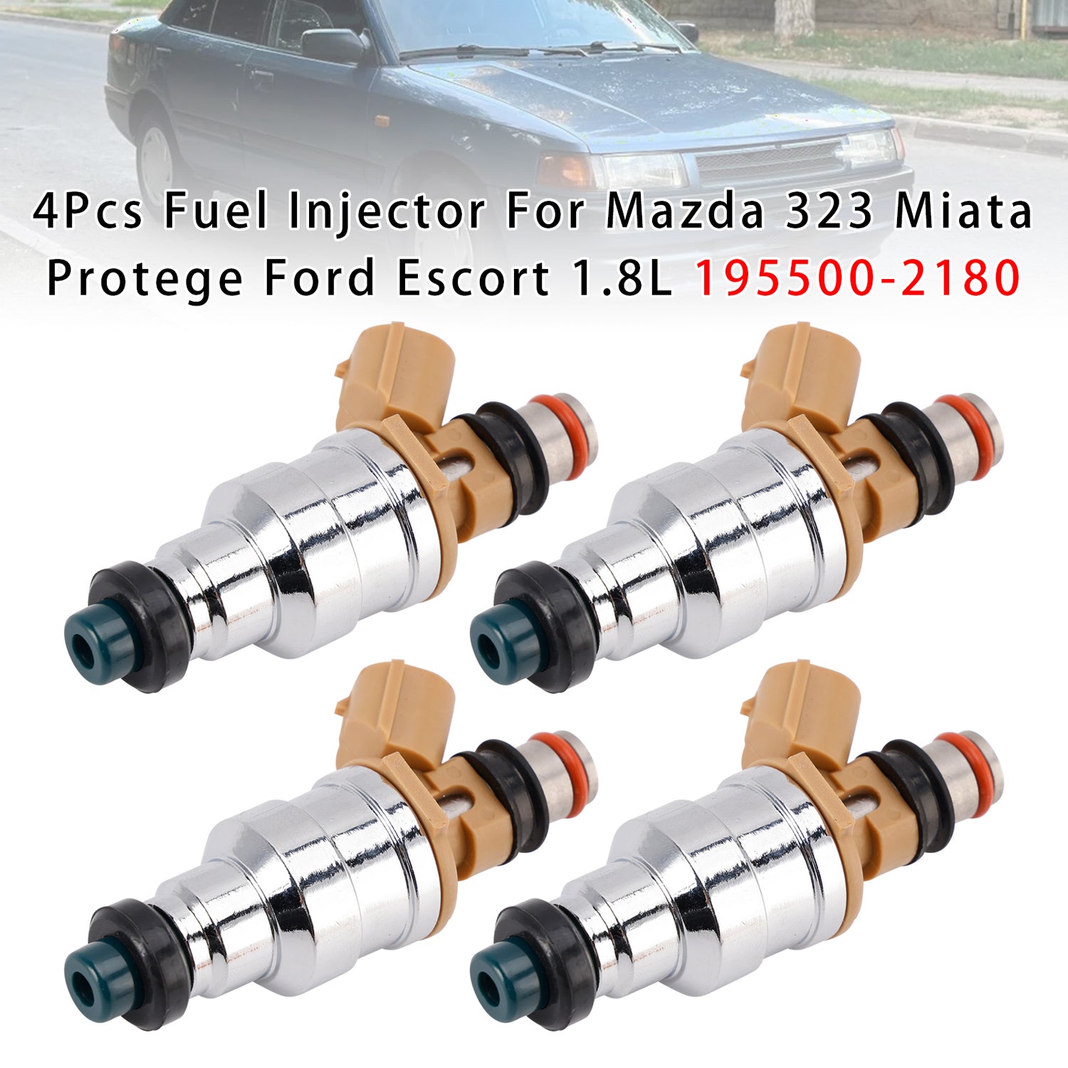 Mazda 323 Miata Protege Ford Escort 1.8L 195500-2180 4PCS Fuel Injector