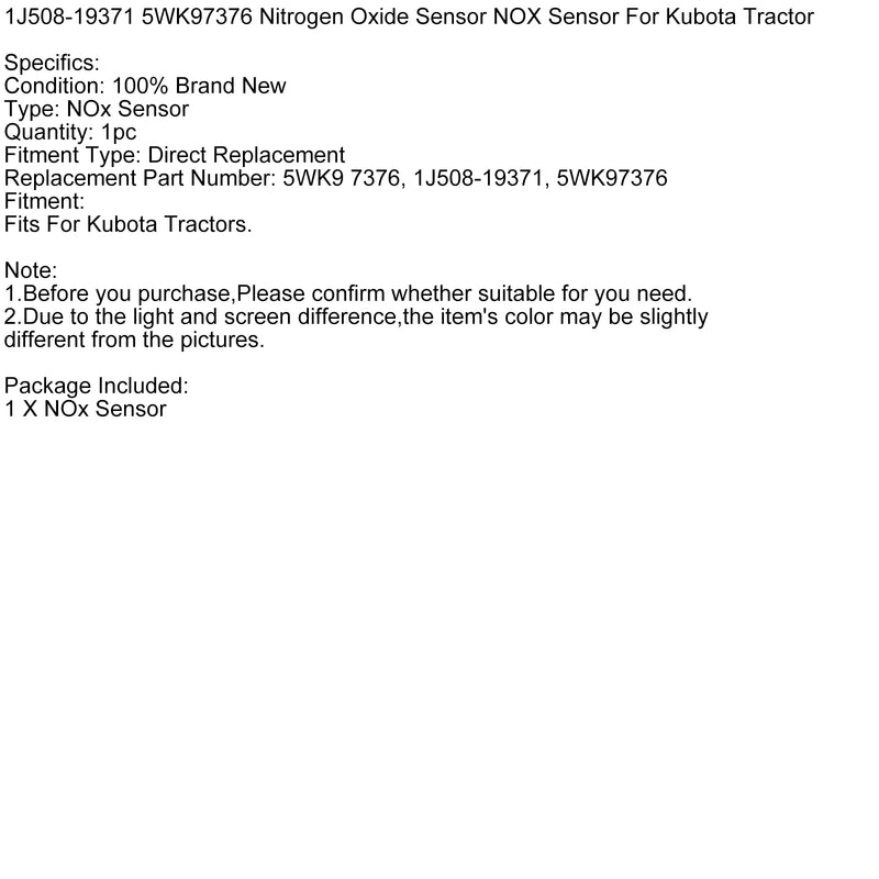 1J508-19371 5WK97376 Nitrogen Oxide Sensor NOX Sensor For Kubota Tractor