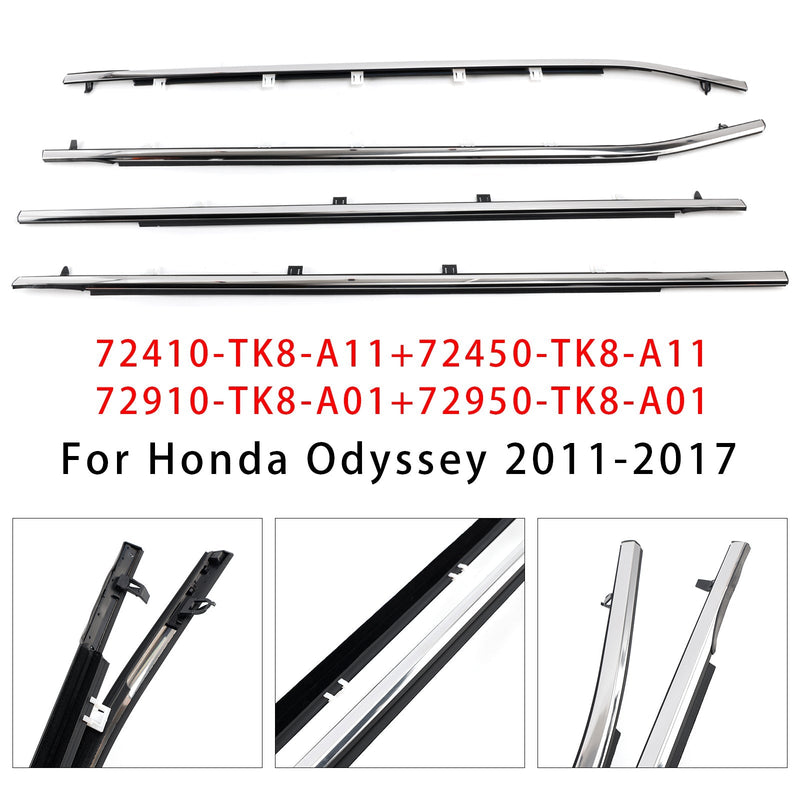 2011-2017 Odyssey 4PCS Weatherstrips Seal 72410-TK8-A11 Door Belt Molding 72450TK8A11