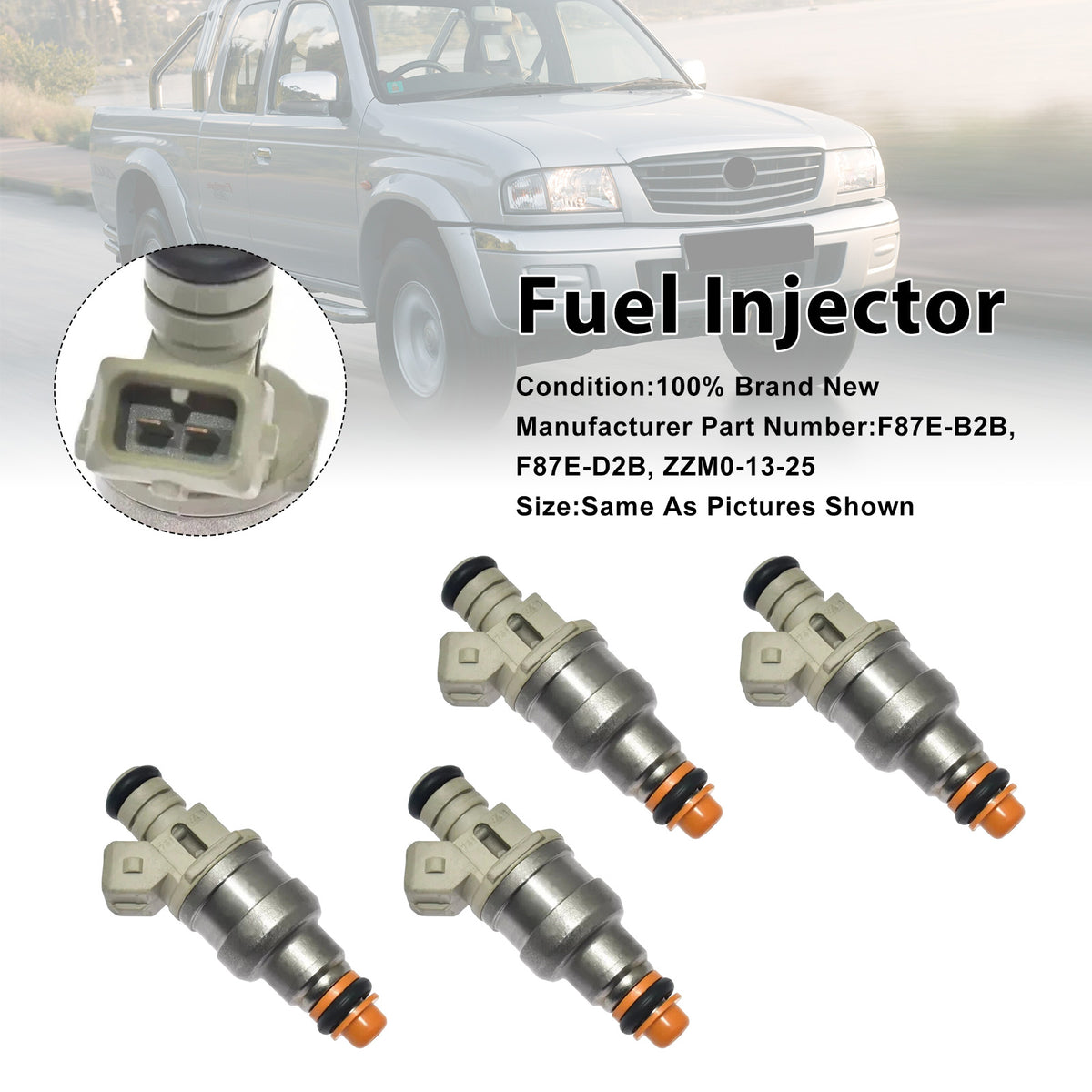 Ford Ranger For Mazda B2500 F87E-D2A 4PCS Fuel Injector