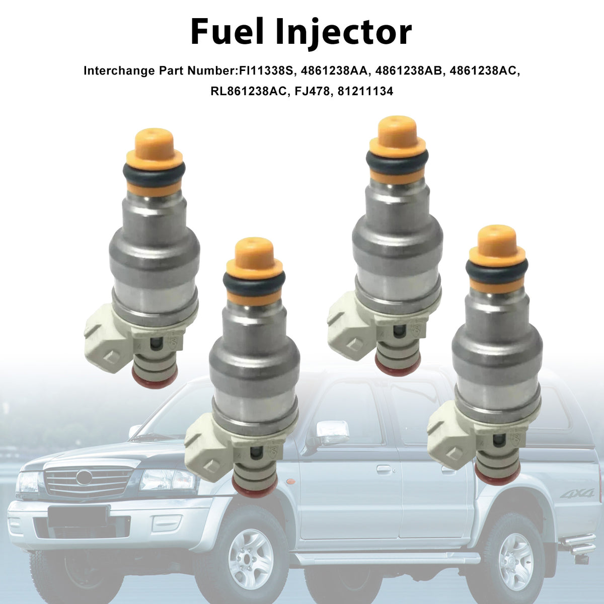 Ford Ranger For Mazda B2500 F87E-D2A 4PCS Fuel Injector