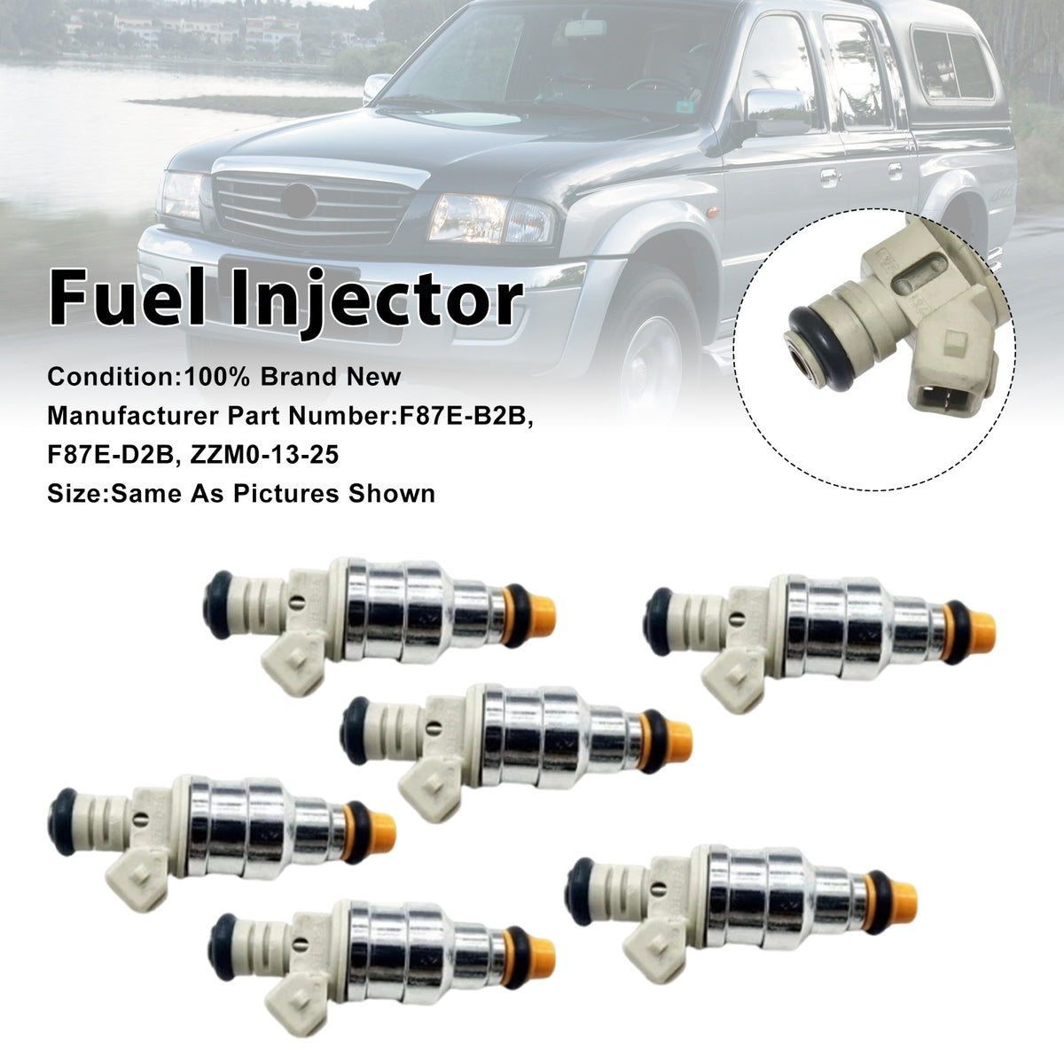 Ford Ranger For Mazda B3000 Sable 3.0L V6 F87E-D2A 6PCS Fuel Injector