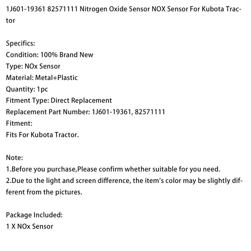 1J601-19361 82571111 Nitrogen Oxide Sensor NOX Sensor For Kubota Tractor