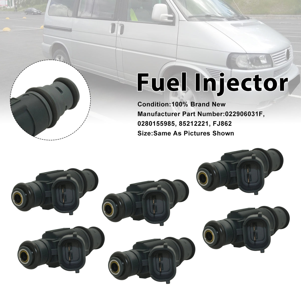 Volkswagen Jetta 2002-2004 EuroVan 2001-2003 0280155985 6PCS Fuel Injector