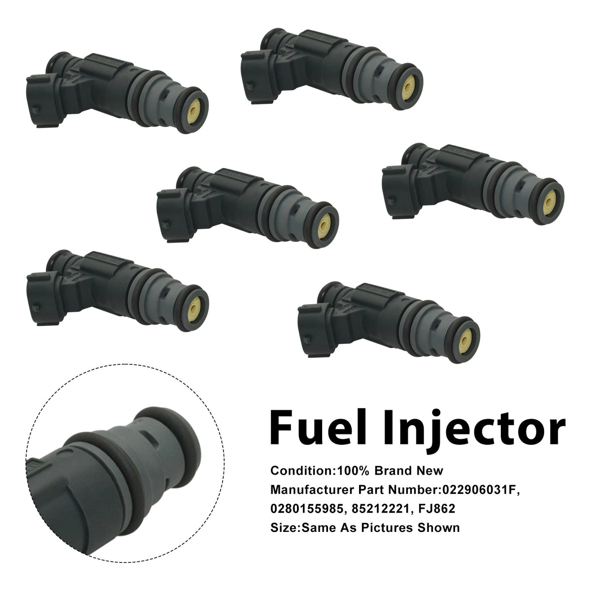 Volkswagen Jetta 2002-2004 EuroVan 2001-2003 0280155985 6PCS Fuel Injector