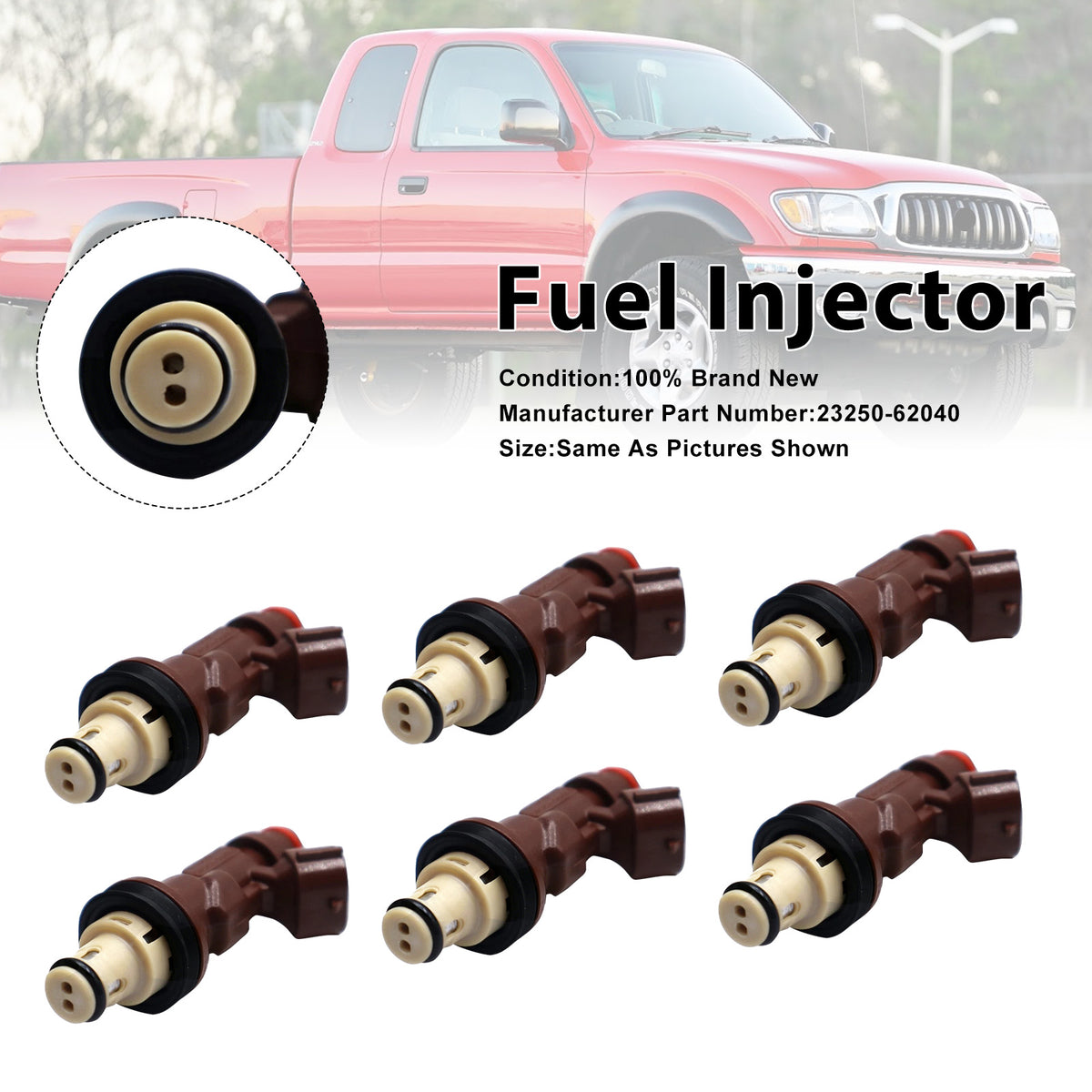 Toyota Tundra 1998-2004 Tacoma 1998-2004 23250-62040 6PCS Fuel Injector