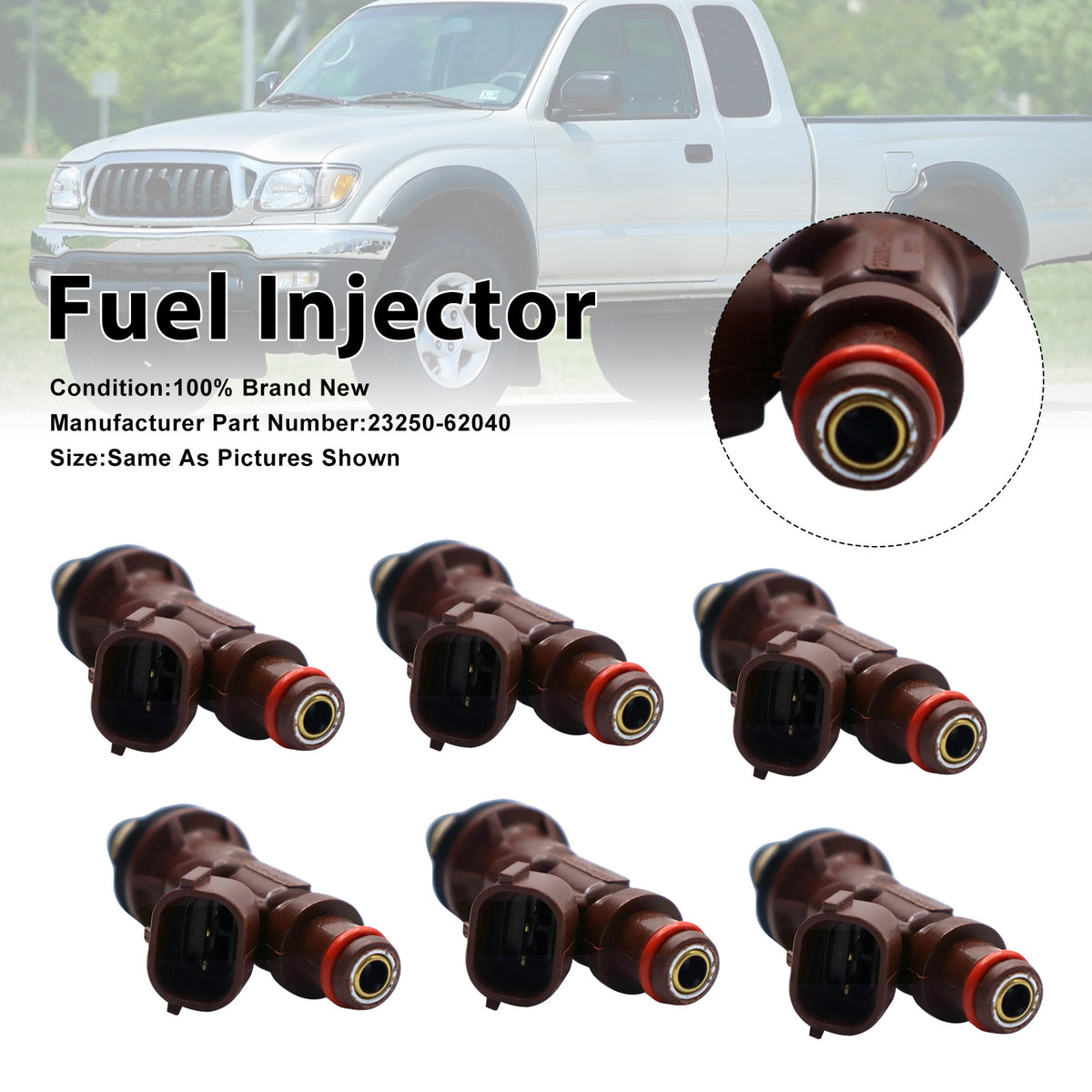 Toyota Tundra 1998-2004 Tacoma 1998-2004 23250-62040 6PCS Fuel Injector