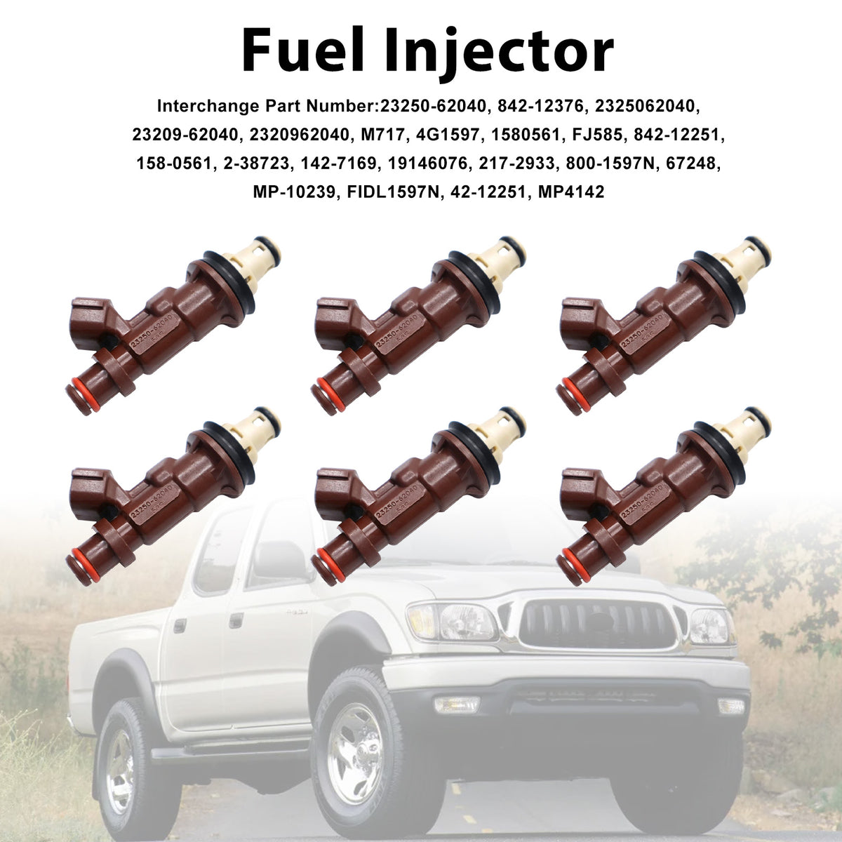 Toyota Tundra 1998-2004 Tacoma 1998-2004 23250-62040 6PCS Fuel Injector