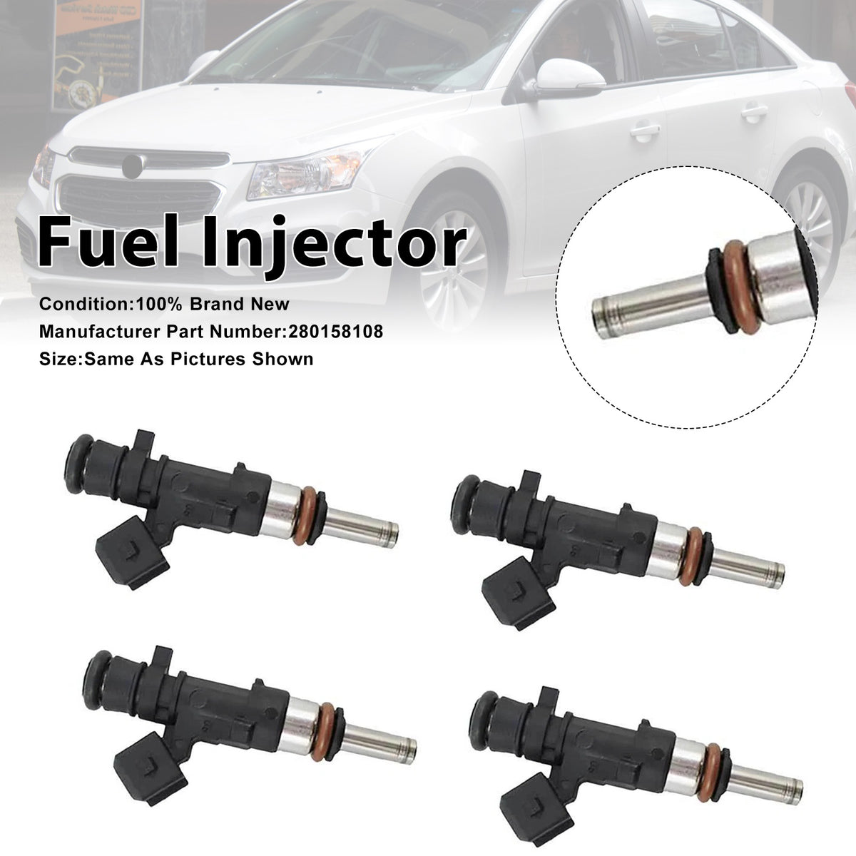 Holden Cruze JH 1.6L A16LET 2013-2016 0280158108 4PCS Fuel Injector