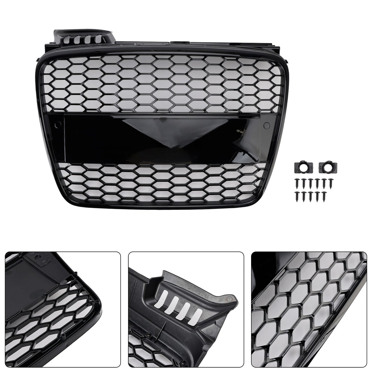 RS4 Style Front Honeycomb Mesh Grille Grill Fit Audi A4 B7 S-Line 2005-2008