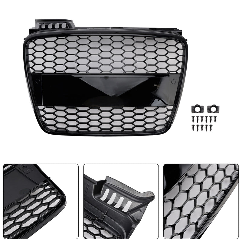 RS4 Style Front Honeycomb Mesh Grille Grill Fit Audi A4 B7 S-Line 2005-2008