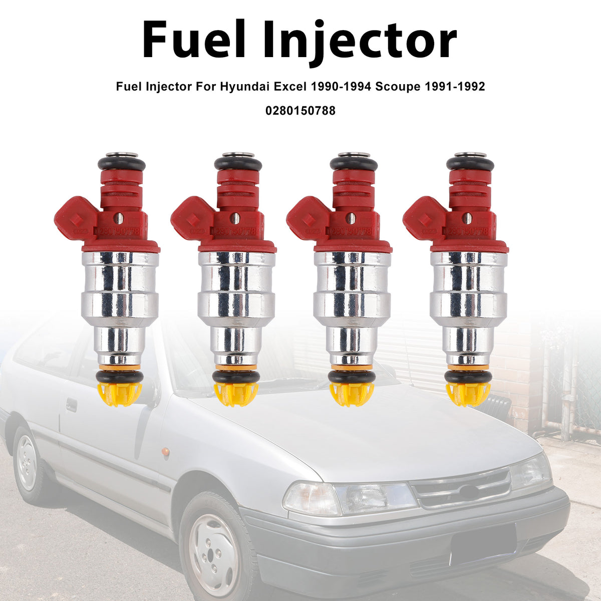 Hyundai Excel 1990-1994 Scoupe 1991-1992 0280150788 4PCS Fuel Injector