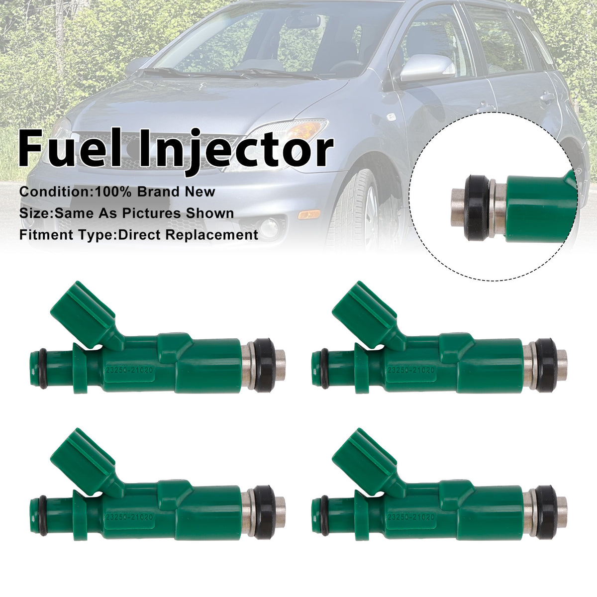 Scion xA 2004-2006 For Toyota Echo 2000-2005 23250-21020 4PCS Fuel Injector
