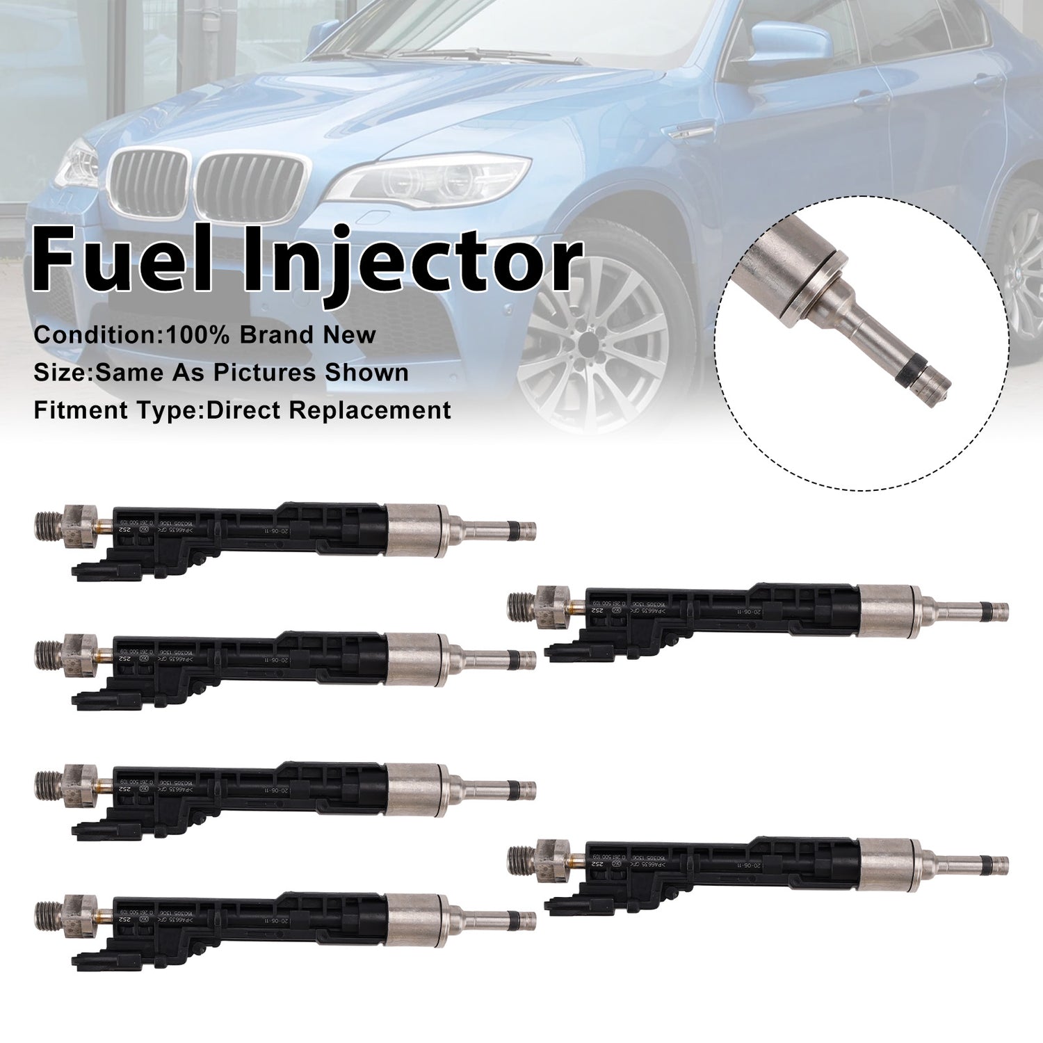 BMW 5 Series GT 2011-2016 X5 2011-2013 0261500109 6PCS Fuel Injector