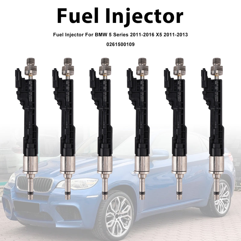 BMW 5 Series GT 2011-2016 X5 2011-2013 0261500109 6PCS Fuel Injector