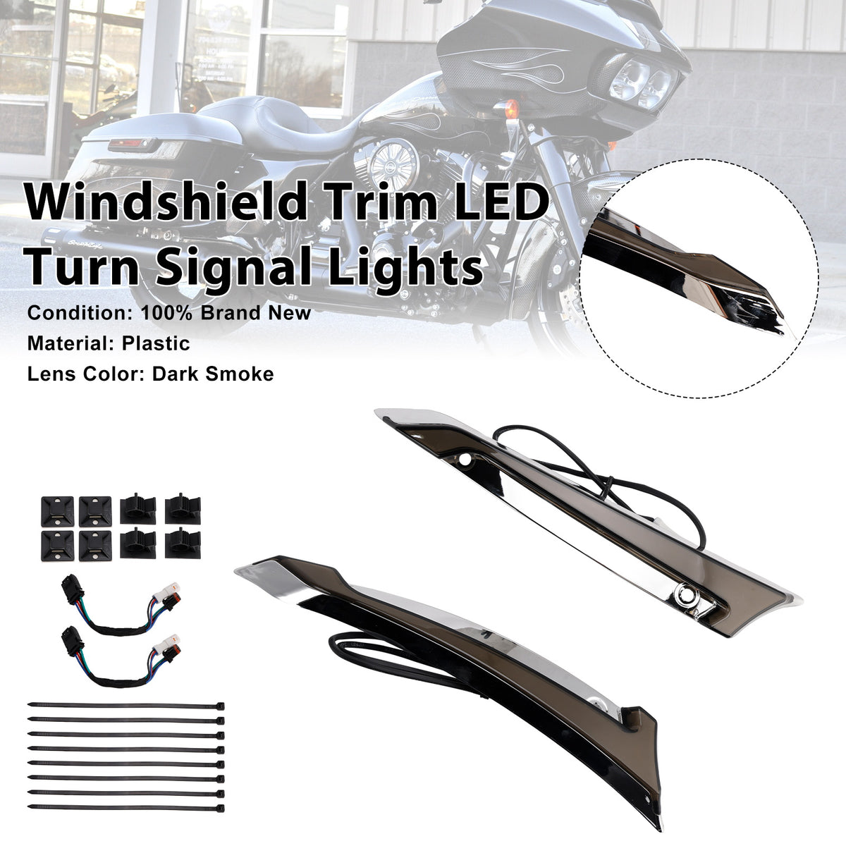 Touring Road Glide 2014-2023 Windshield Trim LED Turn Signal Lights