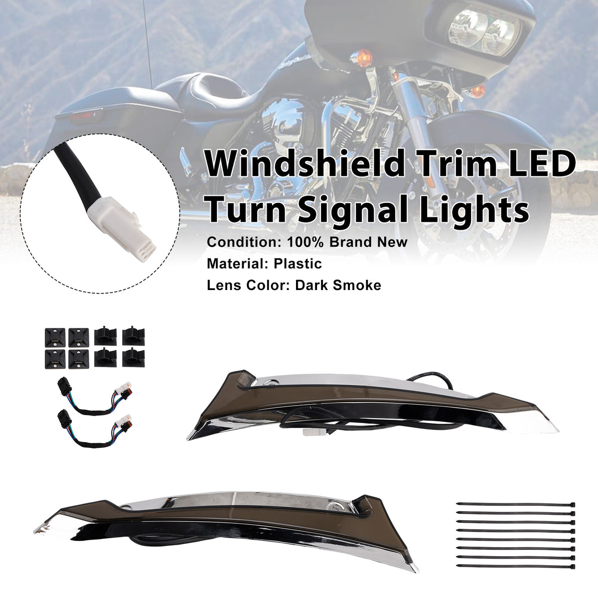 Touring Road Glide 2014-2023 Windshield Trim LED Turn Signal Lights