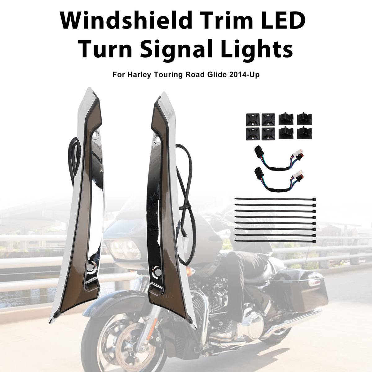 Touring Road Glide 2014-2023 Windshield Trim LED Turn Signal Lights