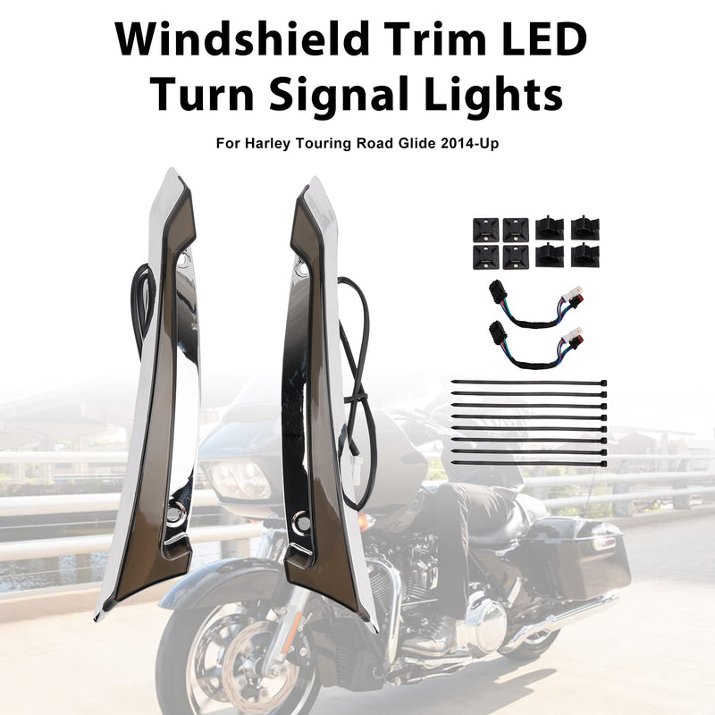 Touring Road Glide 2014-2023 Windshield Trim LED Turn Signal Lights